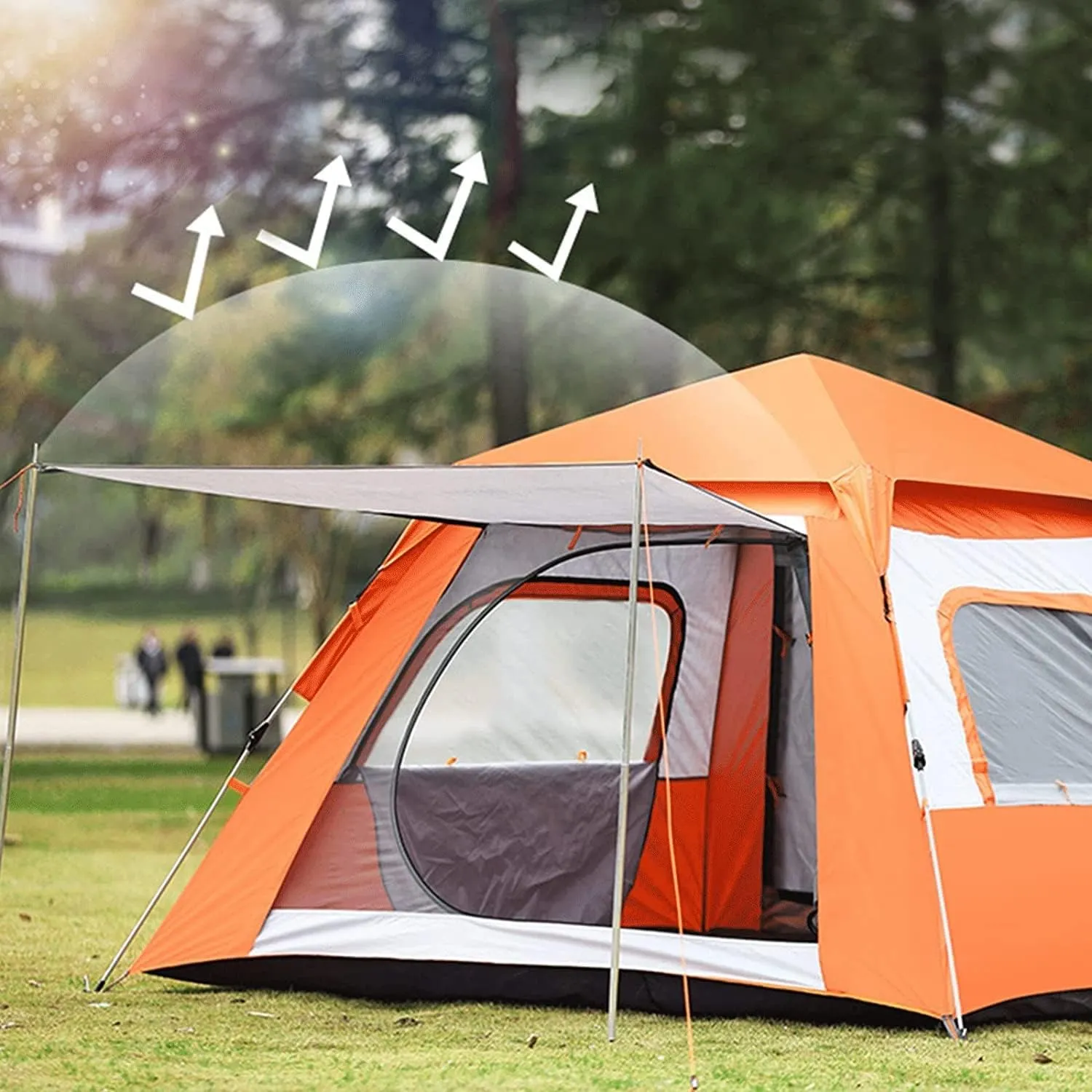 Beach Tent Pop Up Sun Shelter Full Waterproof Holiday Family Tent Large Pop Up Beach Tent for Hikers Campers Festival Goers and Children in The Garden (Color : A, Size : 34Person)