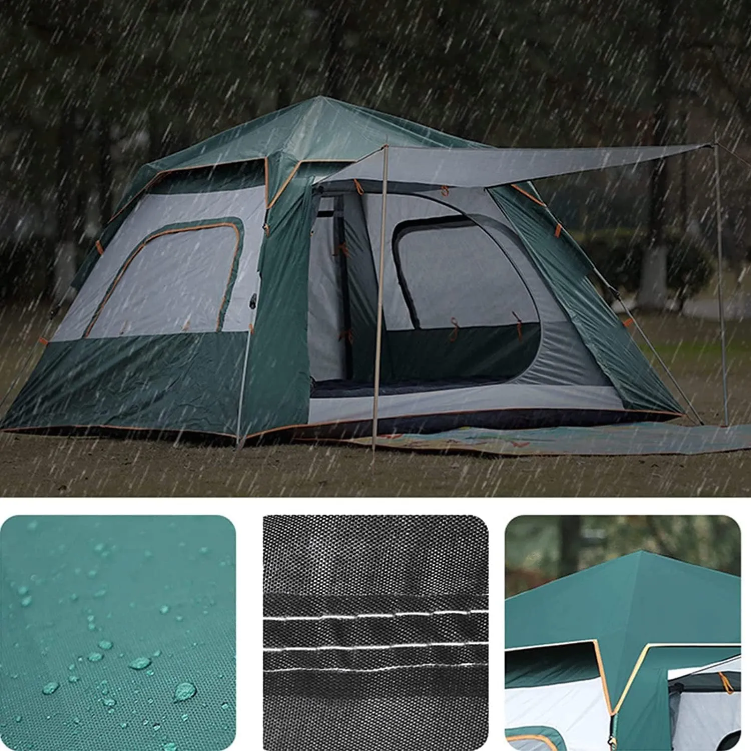 Beach Tent Pop Up Sun Shelter Full Waterproof Holiday Family Tent Large Pop Up Beach Tent for Hikers Campers Festival Goers and Children in The Garden (Color : A, Size : 34Person)