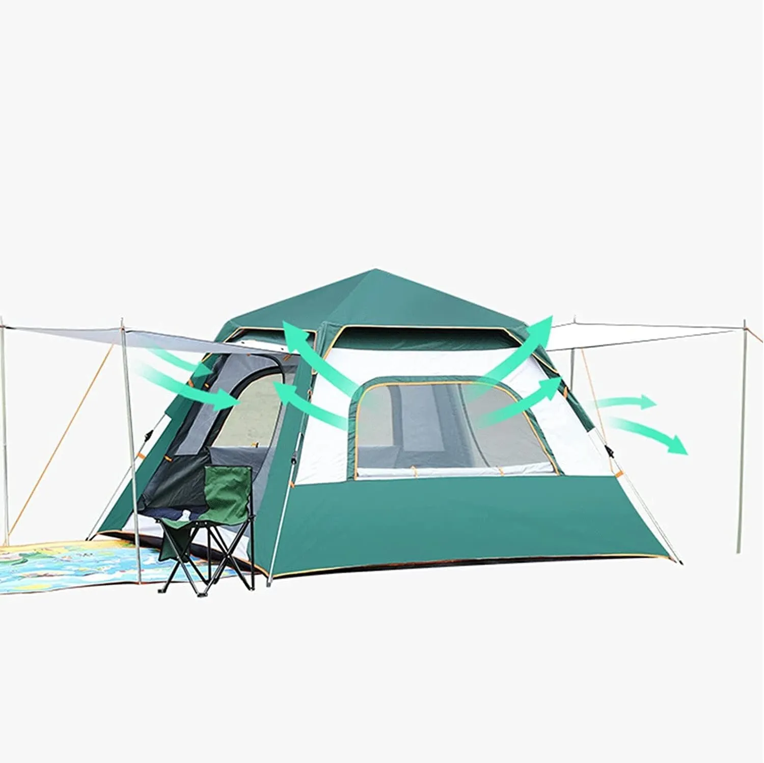 Beach Tent Pop Up Sun Shelter Full Waterproof Holiday Family Tent Large Pop Up Beach Tent for Hikers Campers Festival Goers and Children in The Garden (Color : A, Size : 34Person)