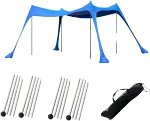Beach Vacation Essentials Beach Tent, Durable and Spacious Outdoor pop up Awning for Camping, Fishing and Backyard Entertaining (Blue,Aluminum Rod)