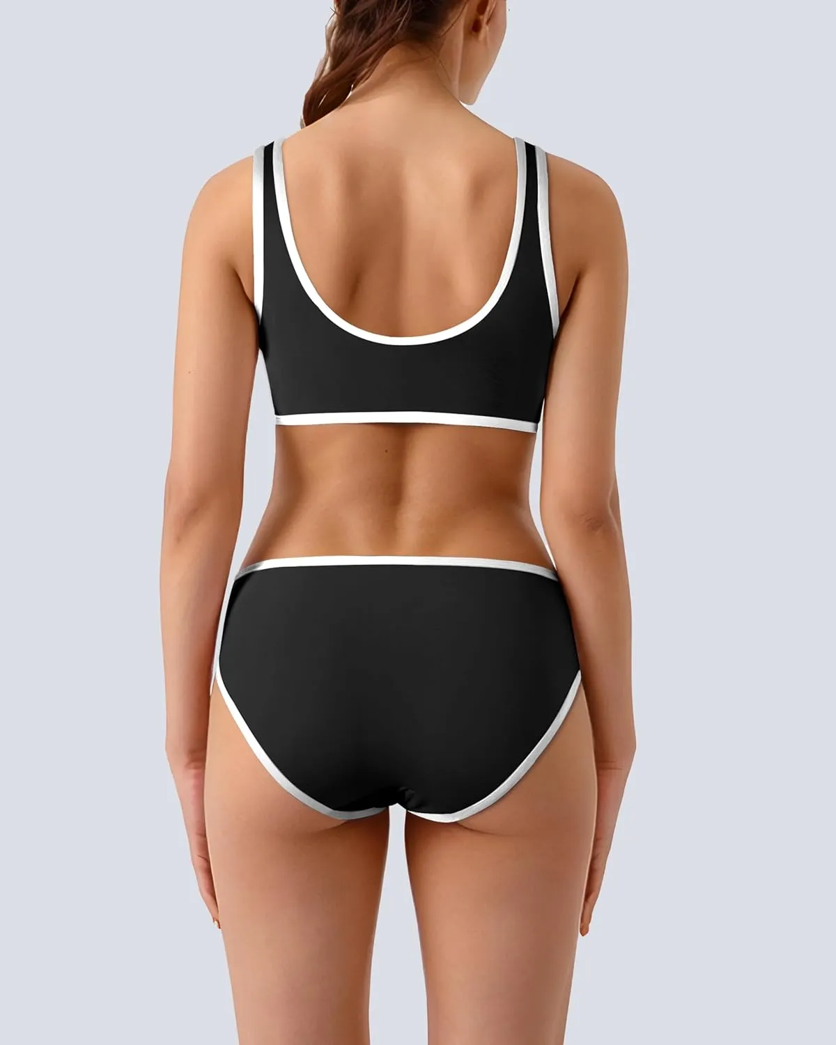 Beautikini Period Swimwear Sporty Two Piece Menstrual Swimsuits Leakproof Bikini Set Bathing Suits for Teen Girls Women