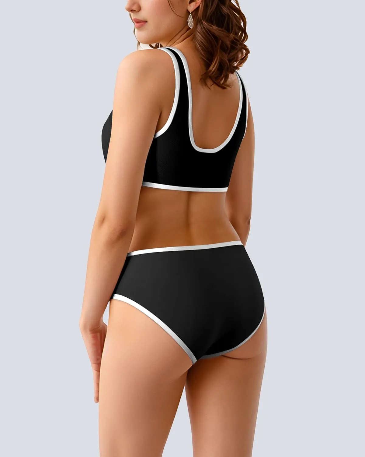 Beautikini Period Swimwear Sporty Two Piece Menstrual Swimsuits Leakproof Bikini Set Bathing Suits for Teen Girls Women