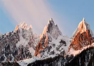 BELECO 15x8ft Fabric Winter Snow-Covered Mountains Photography Backdrop Three Mountain Peaks Alpine Scenery Pine Forest Background Outdoor Adventure Hiking Climing Travel Portrait Photo Props