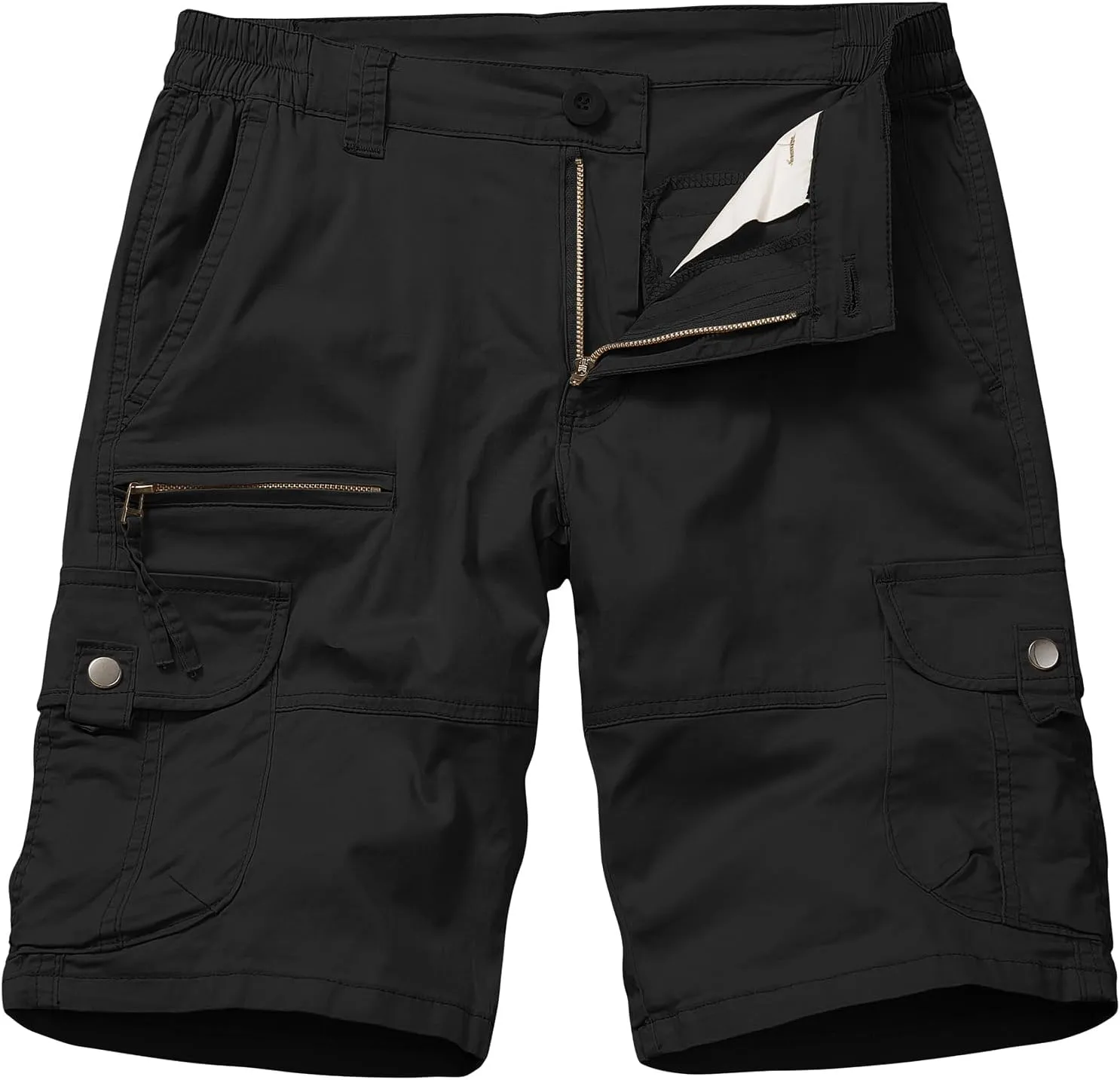 Bermuda Womens Cargo Shorts Lightweight Cotton Casual Hiking Shorts Multi-Pockets Elastic Waist