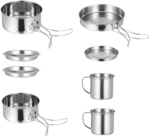 BESPORTBLE 1 Set Stainless Steel Pot Set Titanium Essentials Collapsible Camping Kettle Outdoor Picnic Camping Cook Pot Portable Kit Camping Cookware Stainless Steel Camping Pot Silver