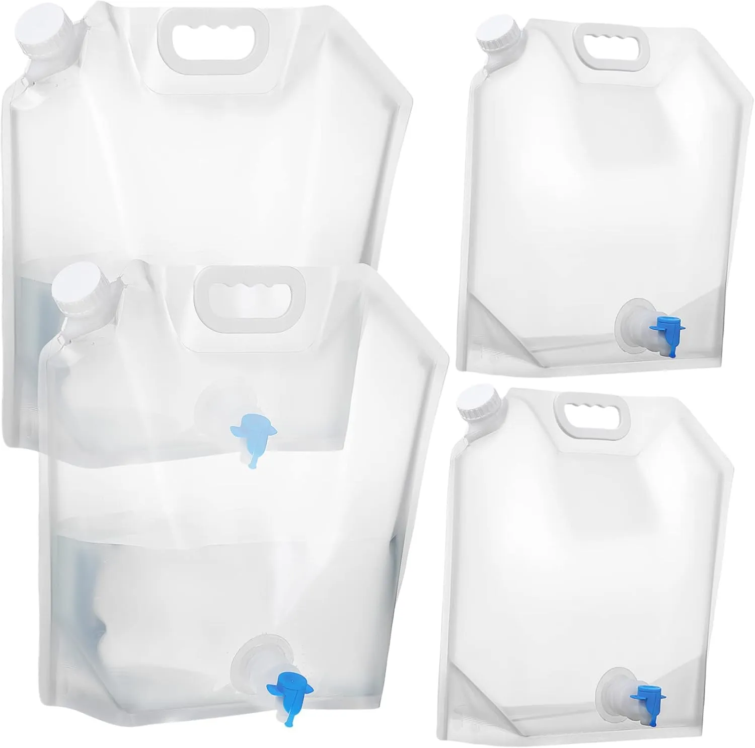 BESPORTBLE 4 Pack Collapsible Water Bottles with Jugs Transparent for Camping Hiking Sports with Spout and Handle