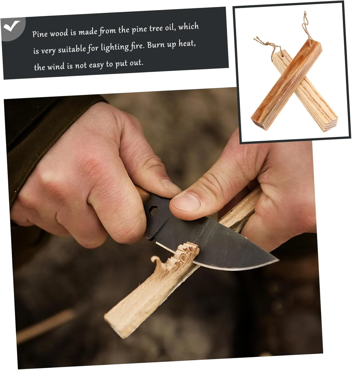 BESPORTBLE 4 Pcs Pine Strips Wood Travel Ignition Stick Catch Fire