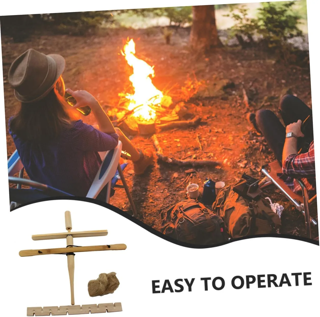 BESPORTBLE Camping Outdoor Fire Making Tool Bow Drill Kit Fire Starter for Campfires Emergency Kit Fire
