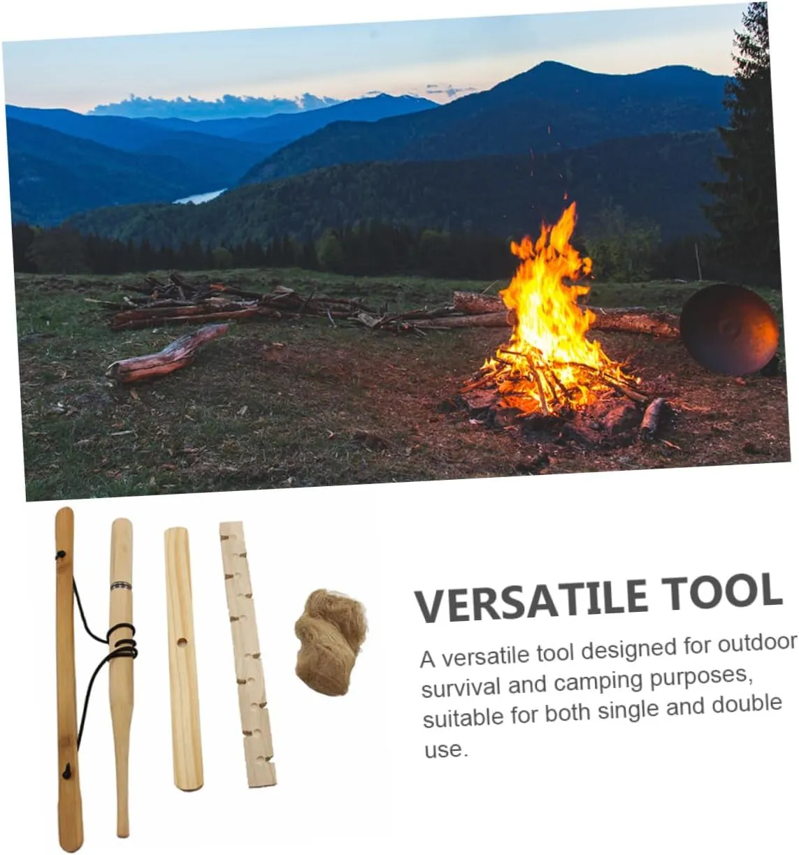 BESPORTBLE Camping Outdoor Fire Making Tool Bow Drill Kit Fire Starter for Campfires Emergency Kit Fire