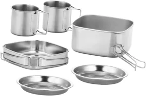 BESPORTBLE Camping Utensils Set 1 Set Cooking Pot Portable Cooking Pan Camping Mess Kit Outdoor Equipment