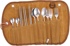 BESPORTBLE Roll Bag for Camping Mess Kits 4-piece Utensils Bag Travel Tableware Set Picnic Supply Compact Kitchen Tools