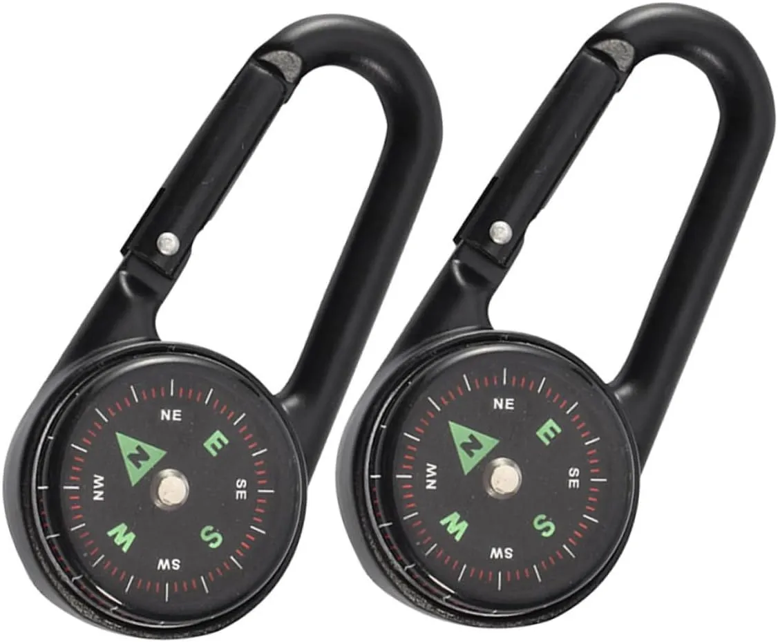BESPORTBLE Small Pocket Compass Set 2pcs Carabiner Compass for Keychain Size Perfect for Camping