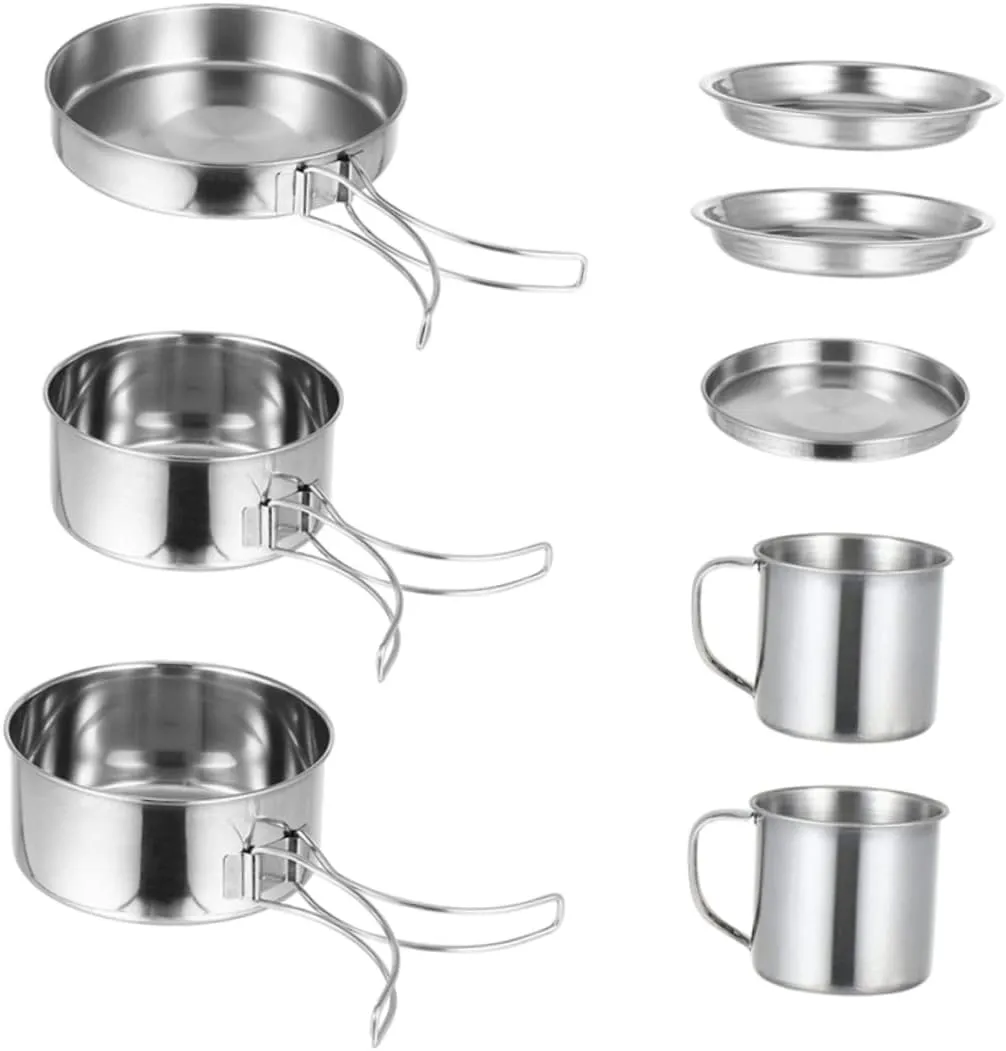 BESTonZON 1 Set Camping Cookware Cookware for People Portable and Lightweight with Handle for Hiking Picnic and Outdoor Cooking