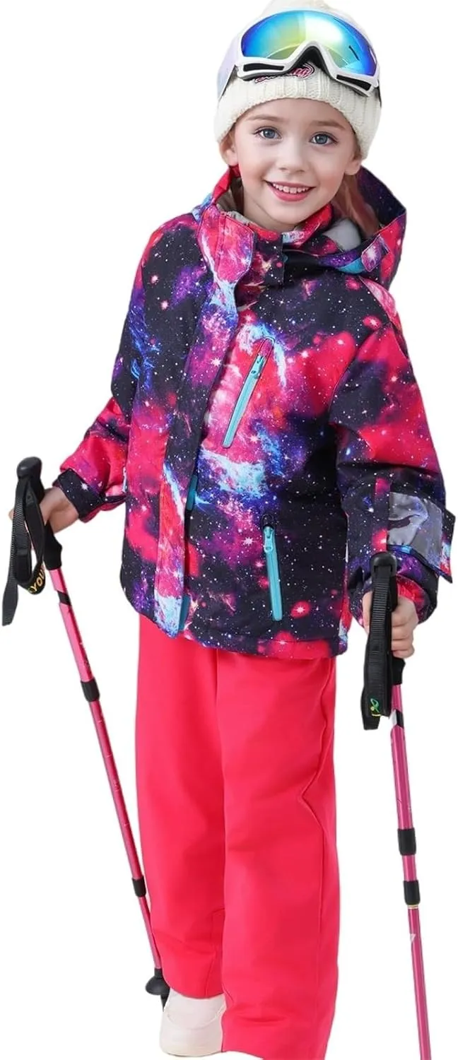 BGX Bluemagic Girl's Waterproof Ski Snow Jacket Windproof Winter Jacket Coats Outdoor Snowboarding with Hood
