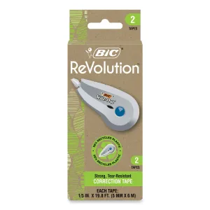 BIC® Wite-Out Brand Ecolutions Correction Tape, Non-Refillable, White,  0.2" x 19.8 ft, 2/Pack