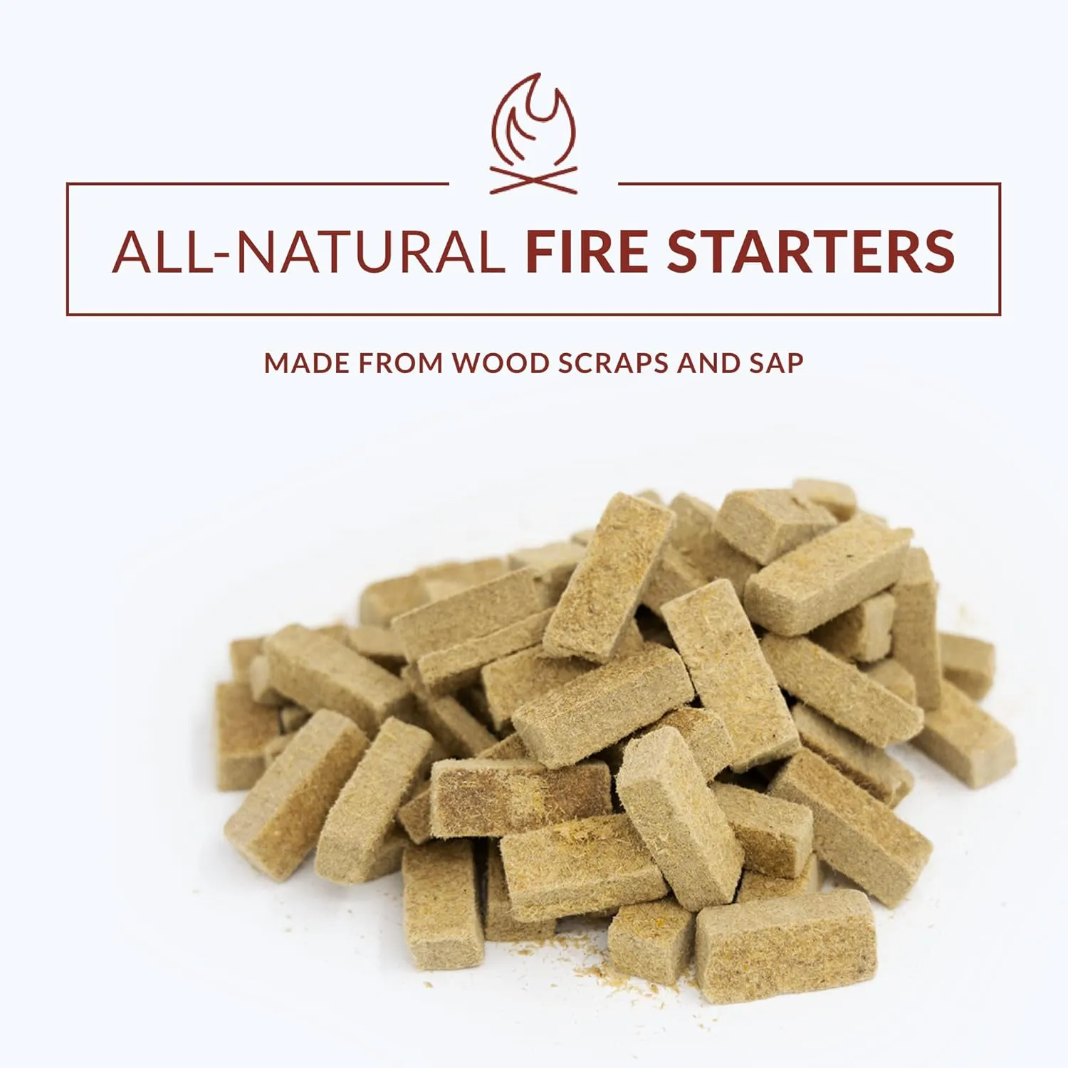Big Beards Natural Wood Fire Starters, Waterproof and Odorless, for Campfires, Grills, BBQs, Fireplace, Chimney, Wood Stoves, Charcoal Starter, Pizza Ovens