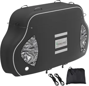 Bike Cover for Transport on Rack - Bike Cover for 3 Bikes on Rear Bike Rack, 600D Oxford Bicycle Cover Waterproof Outdoor Storage or Transportation for RV/ SUVS, with 2 Bungee Cords (XXL)