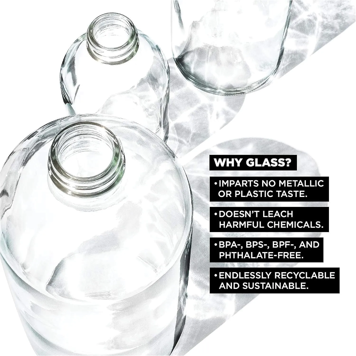 bkr - Big Smooth - Reusable Glass Water Bottle - Leakproof, Durable, Workout & Travel Friendly, Carrying Loop - Dishwasher Safe - Removable Silicone Sleeve - BPA Free - 1L (32 oz)