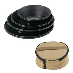 BKS395-2S 8pcs Camping Mess Kit, Φ4.7"-Φ7" Bowls & Plates, Black