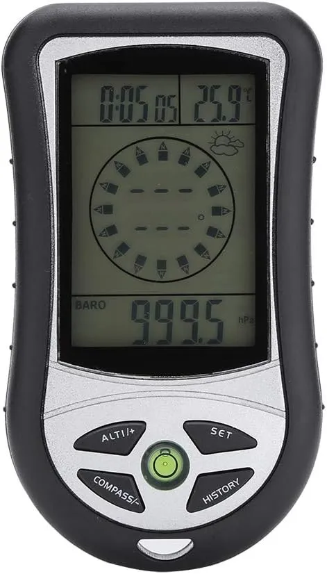 Black Multi Function Digital Altimeter Barometer Compass Weather Forecast for Outdoor Hiking