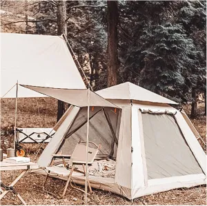 Blackout Tents for Camping Waterproof 4 People Double Doors and Four Windows,Waterproof Camping Tunnel Tent Advanced Stable Basic Tent for Family,Outdoor,Hiking and Mountaineering