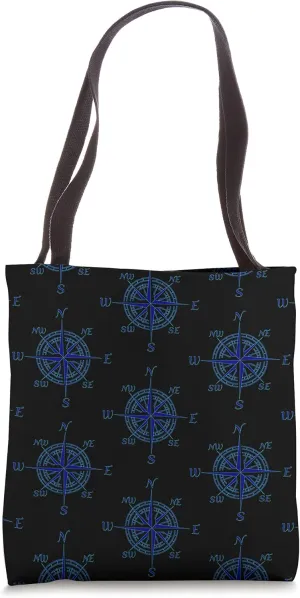 Blue Sailor Compass Rose Vintage Nautical Sailing Tote Bag