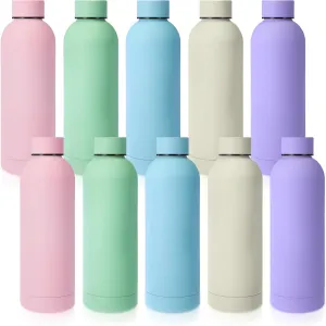 Bokon 10 Pcs Stainless Steel Water Bottle Bulk Double Layer Vacuum 17 oz Small Mouth Sport Insulated Metal Graduation Teacher CNA Gift Reusable Flask Leakproof Lid for Cyclist Runner