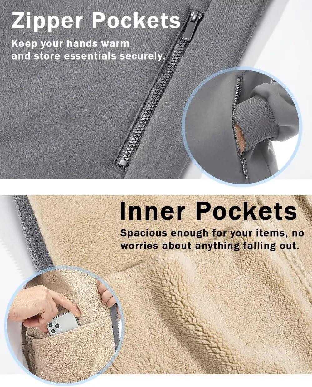 Boladeci Men's Sherpa Lined Hoodie Jacket Winter Warm Heavy Weight Zip Up Hooded Sweatshirt Thick Fleece Coats