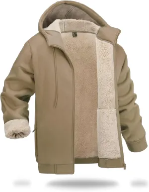 Boladeci Men's Sherpa Lined Hoodie Jacket Winter Warm Heavy Weight Zip Up Hooded Sweatshirt Thick Fleece Coats