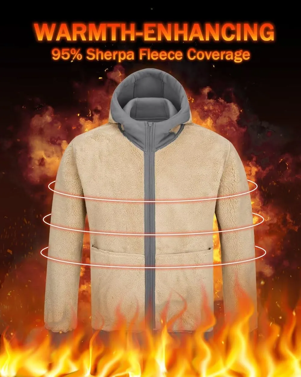 Boladeci Men's Sherpa Lined Hoodie Jacket Winter Warm Heavy Weight Zip Up Hooded Sweatshirt Thick Fleece Coats