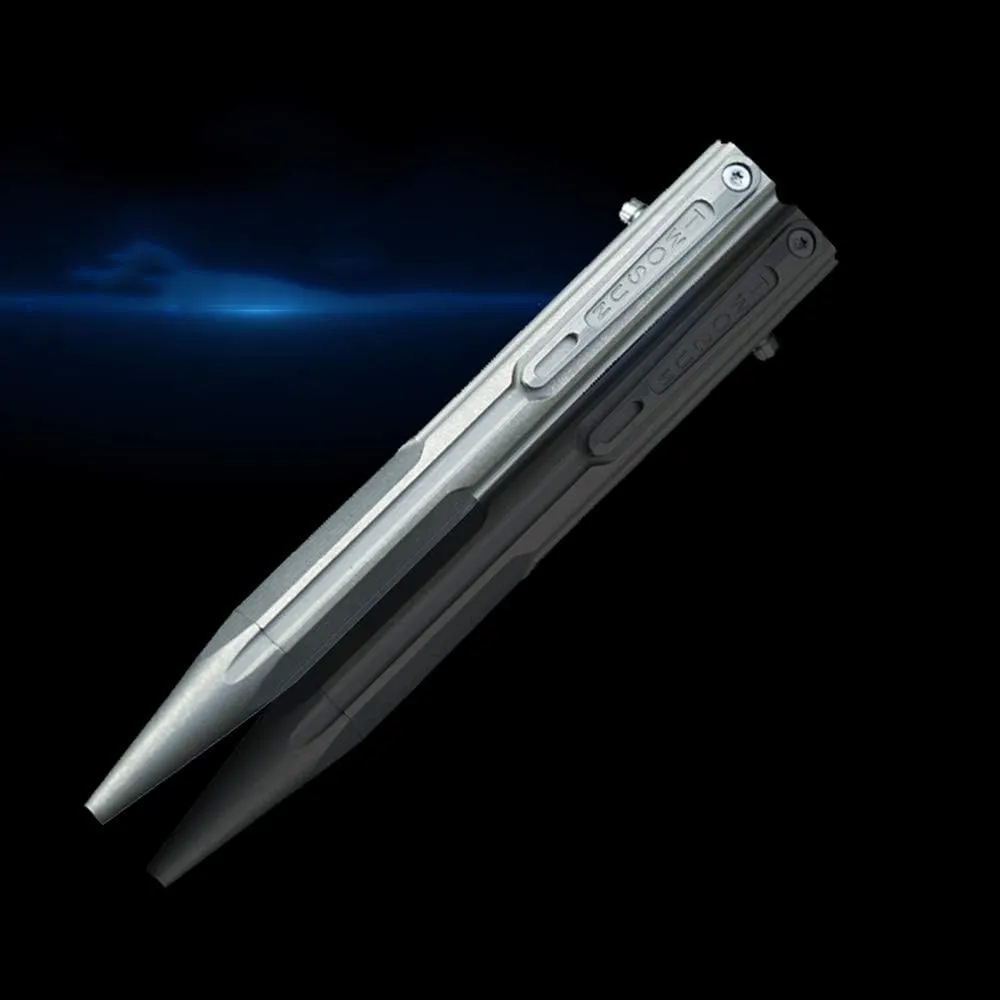 Bolt Action Pen Titanium Pen Ballpoint Pen with Clip Compact Size EDC Tool (Grey)
