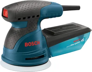 BOSCH ROS20VSC Palm Sander - 2.5 Amp 5 Inches Corded Variable Speed Random Orbital Sander/Polisher Kit with Dust Collector and Soft Carrying Bag, Blue