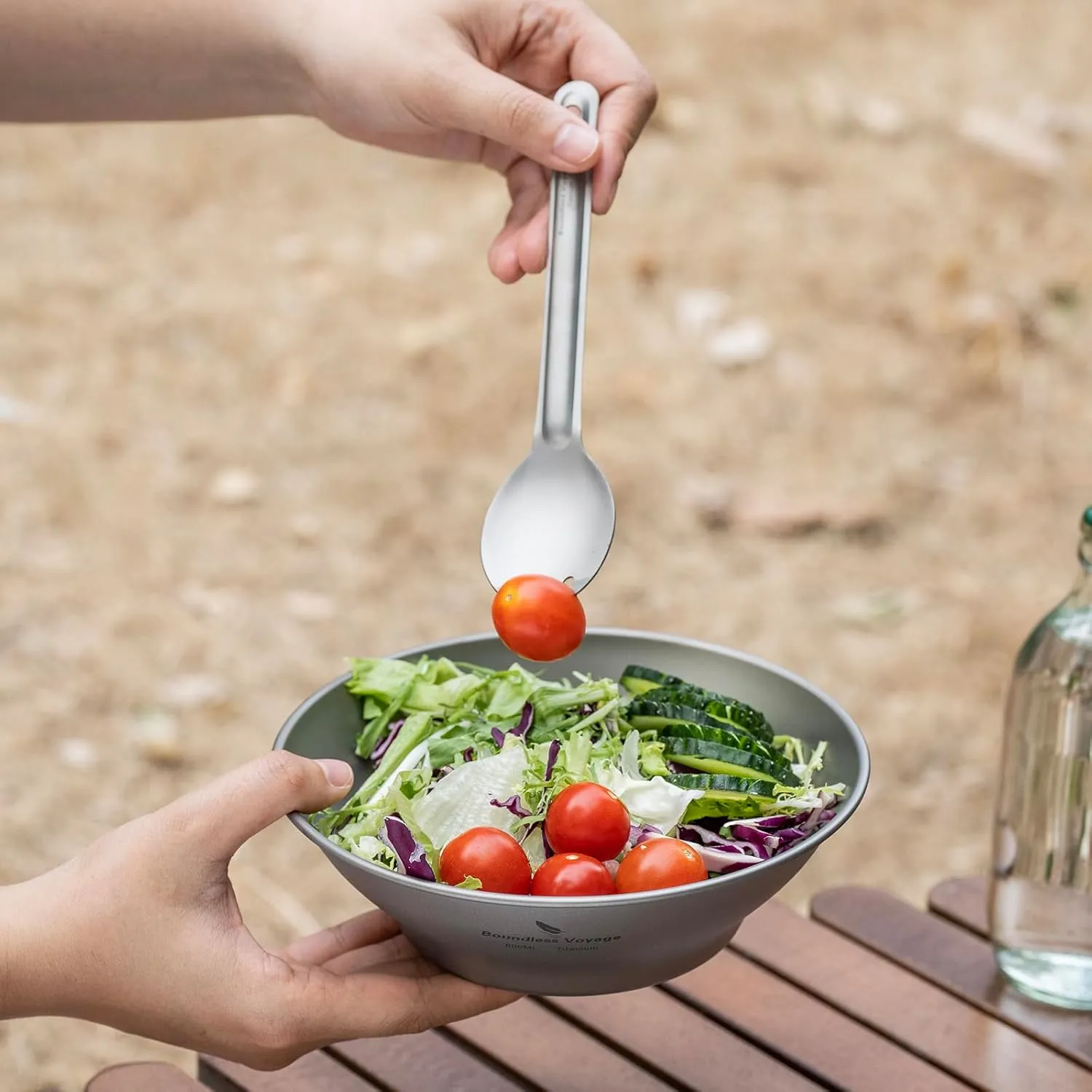 Boundless Voyage Titanium Dish Plate With Mesh Bag - Outdoor Dishware and Utensils Mess Kit, Single-Walled Bowl for Camping, Backpack Hiking