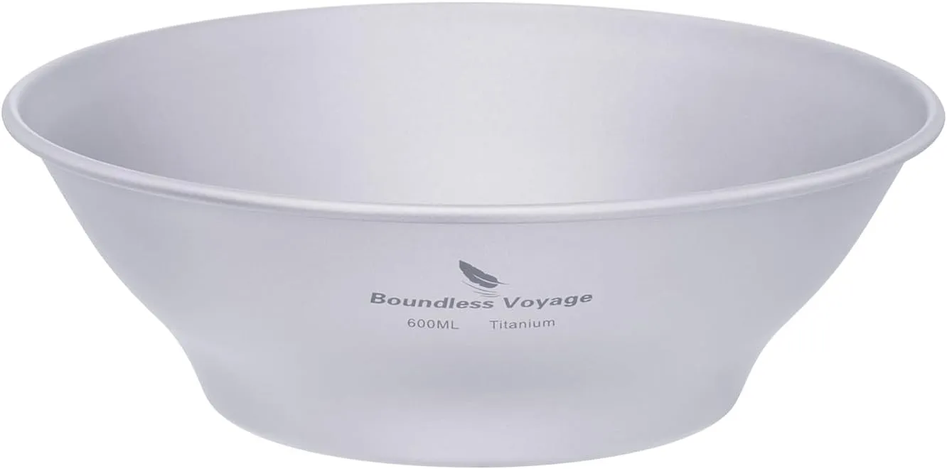 Boundless Voyage Titanium Dish Plate With Mesh Bag - Outdoor Dishware and Utensils Mess Kit, Single-Walled Bowl for Camping, Backpack Hiking