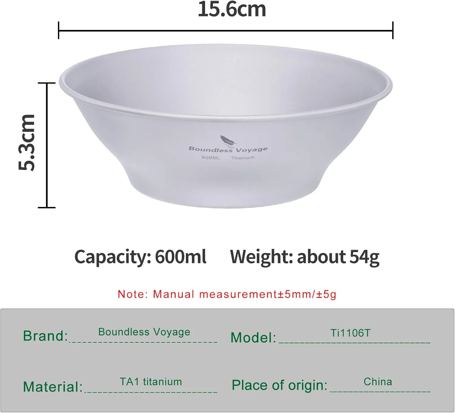 Boundless Voyage Titanium Dish Plate With Mesh Bag - Outdoor Dishware and Utensils Mess Kit, Single-Walled Bowl for Camping, Backpack Hiking