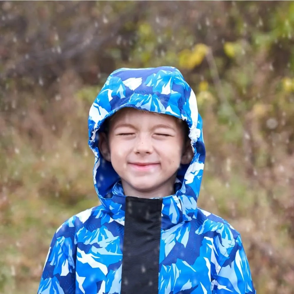 Boys Girls Rain Jacket for Kids Waterproof Coat Lightweight Hooded Fleece Lined Raincoats Windbreakers