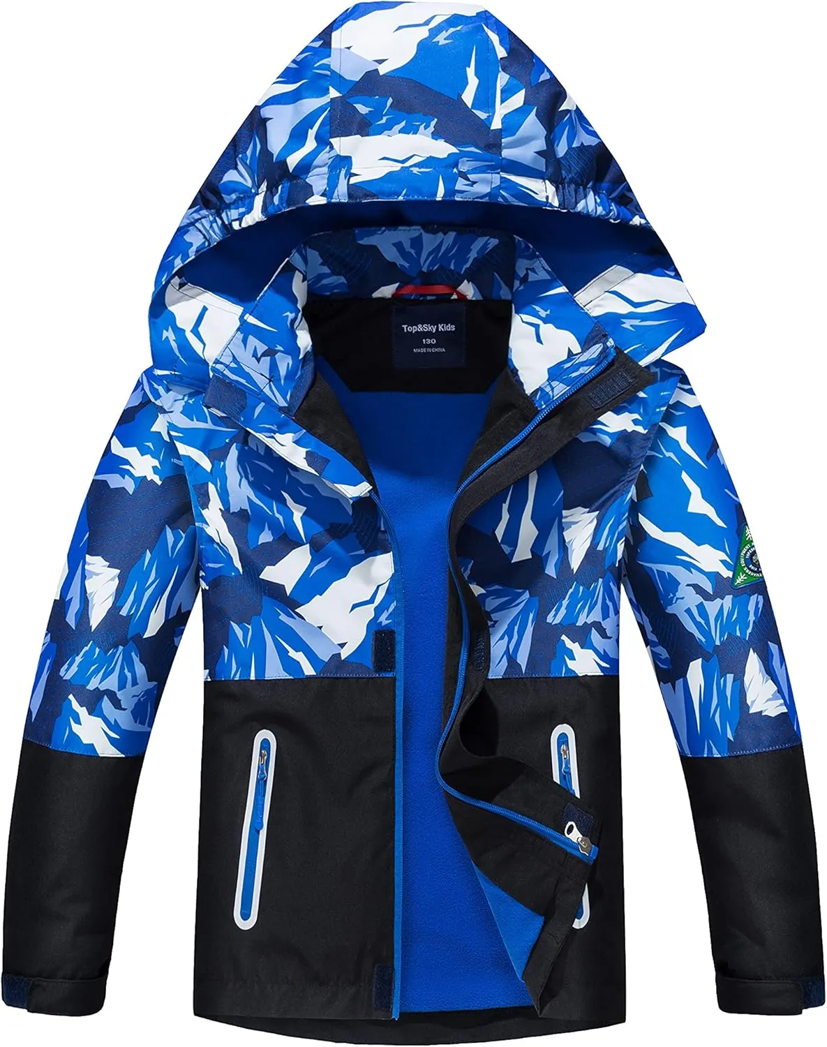 Boys Girls Rain Jacket for Kids Waterproof Coat Lightweight Hooded Fleece Lined Raincoats Windbreakers