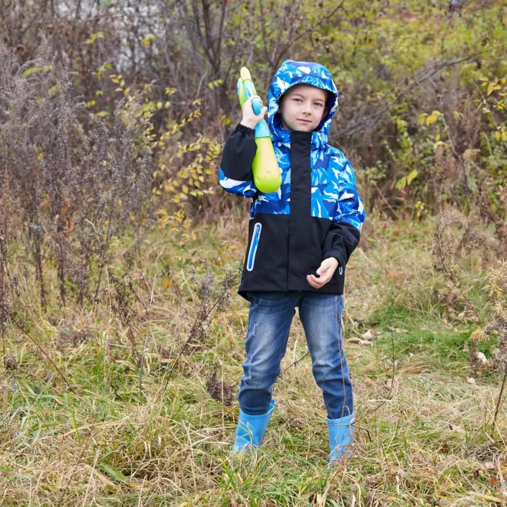 Boys Girls Rain Jacket for Kids Waterproof Coat Lightweight Hooded Fleece Lined Raincoats Windbreakers