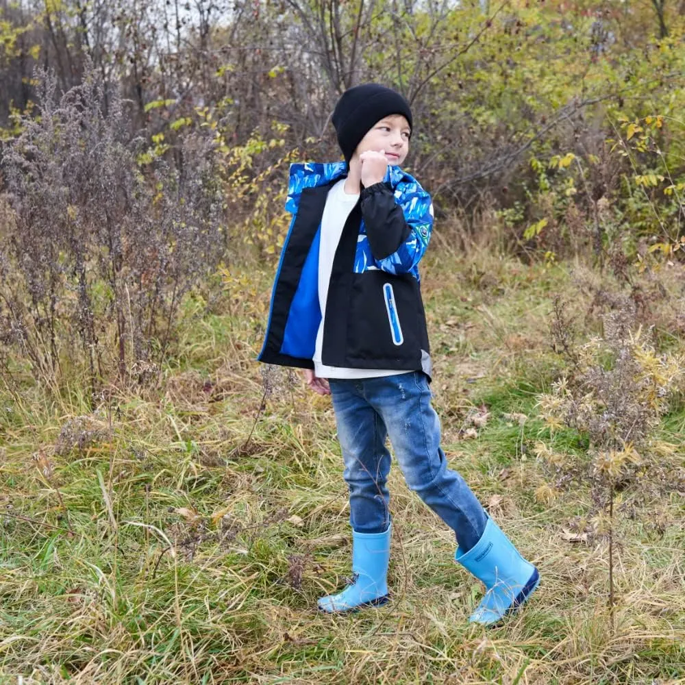 Boys Girls Rain Jacket for Kids Waterproof Coat Lightweight Hooded Fleece Lined Raincoats Windbreakers