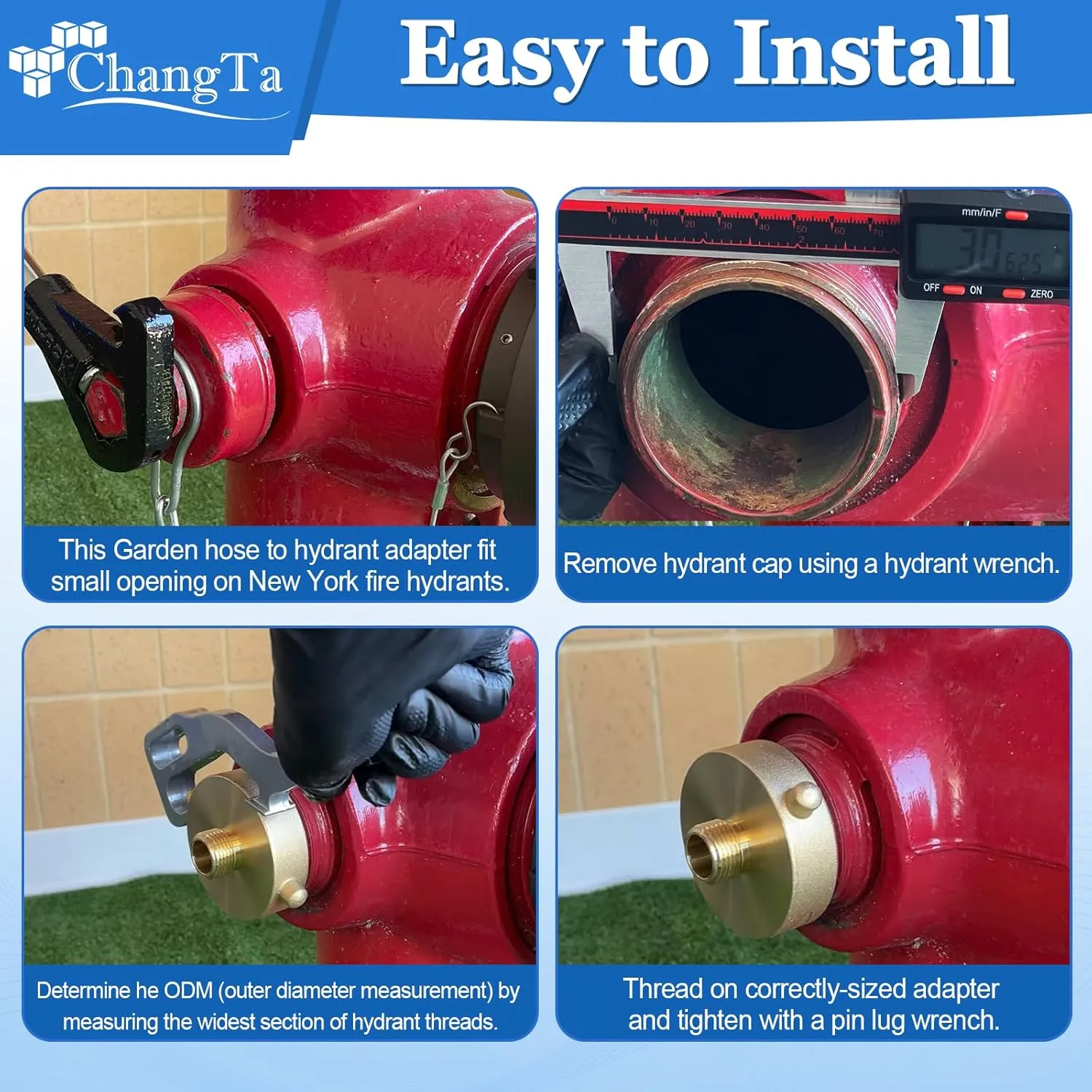 Brass Fire Hydrant Adapter, Garden Hose Brass Fire Equipment - Fire Hydrant Hose Adapter with Pin Lug Fit for Fire Hydrants, Hoses, Pipes… (2-1/2"NH Female x 3/4"GHT Male (2 Pack))