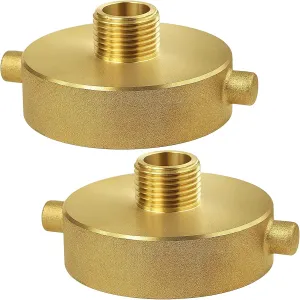 Brass Fire Hydrant Adapter, Garden Hose Brass Fire Equipment - Fire Hydrant Hose Adapter with Pin Lug Fit for Fire Hydrants, Hoses, Pipes… (2-1/2"NH Female x 3/4"GHT Male (2 Pack))