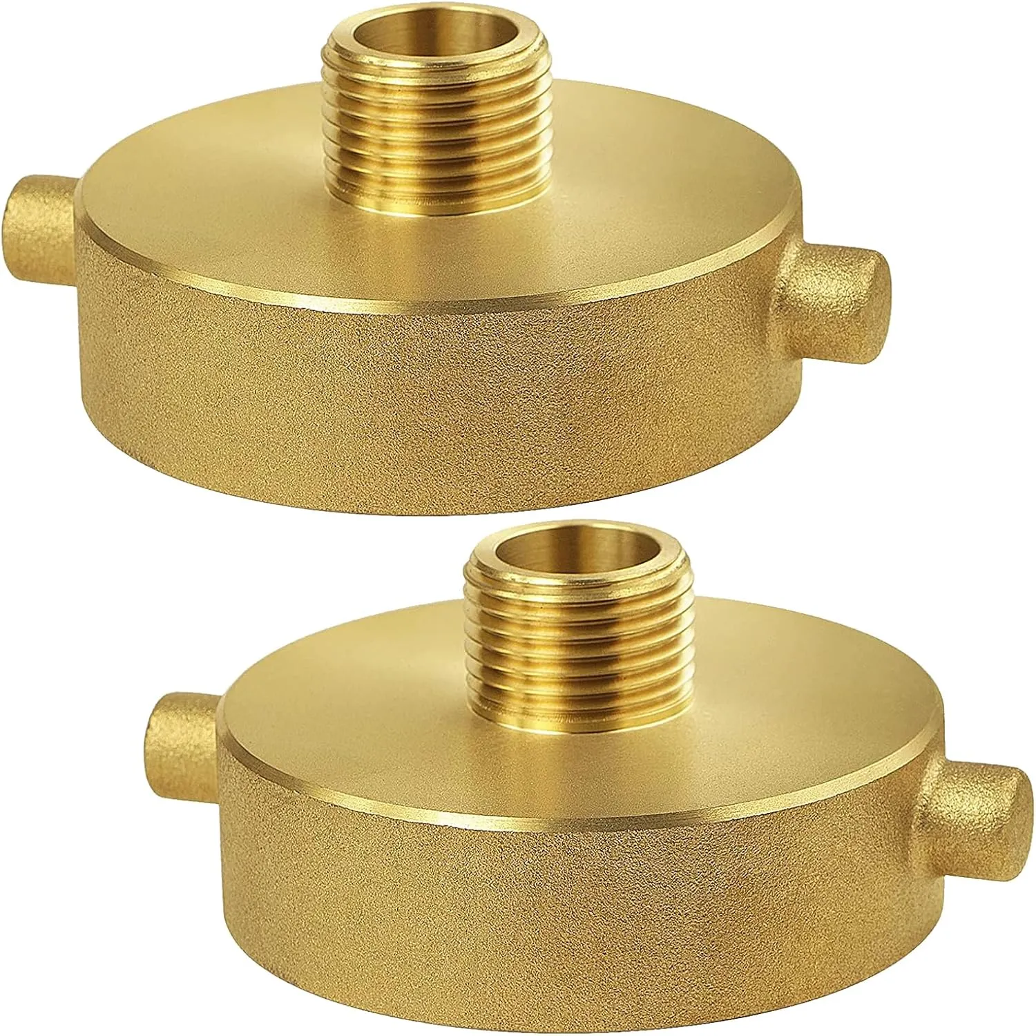 Brass Fire Hydrant Adapter, Garden Hose Brass Fire Equipment - Fire Hydrant Hose Adapter with Pin Lug Fit for Fire Hydrants, Hoses, Pipes… (2-1/2"NH Female x 3/4"GHT Male (2 Pack))
