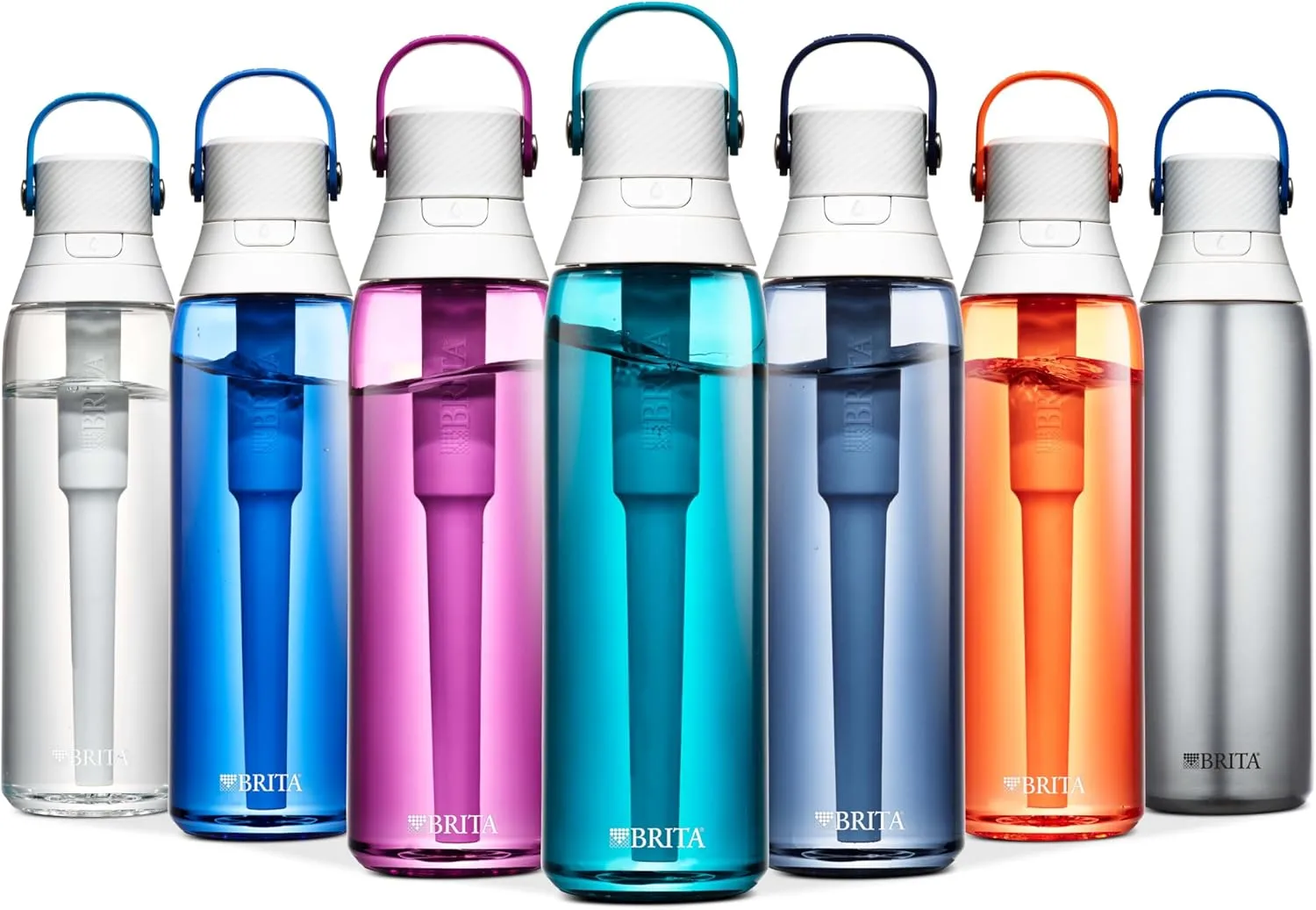 Brita Hard-Sided Plastic Premium Filtering Water Bottle, BPA-Free, Reusable, Replaces 300 Plastic Water Bottles, Filter Lasts 2 Months or 40 Gallons, Includes 1 Filter, Night Sky - 26 oz.