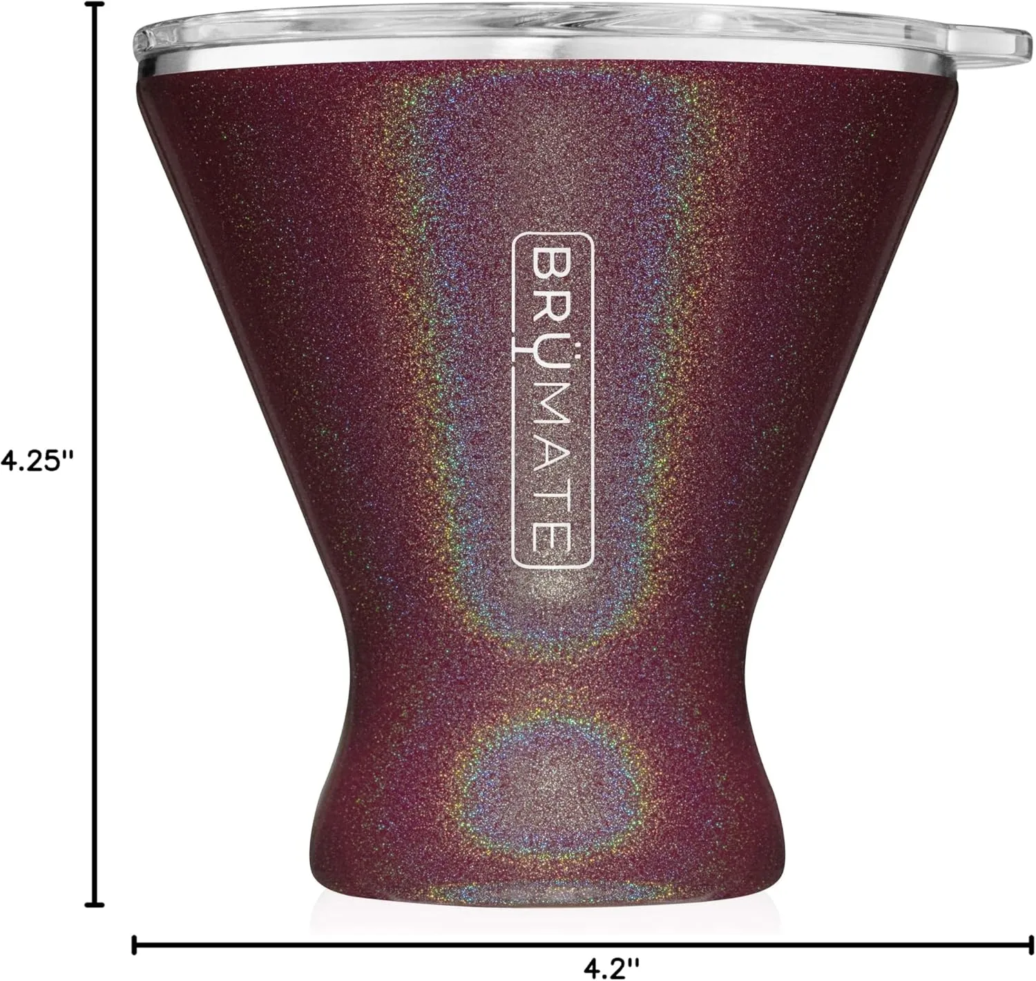 BrüMate MargTini 10oz Martini Margarita Tumbler - Made With Vacuum-Insulated Stainless Steel (Glitter Merlot)