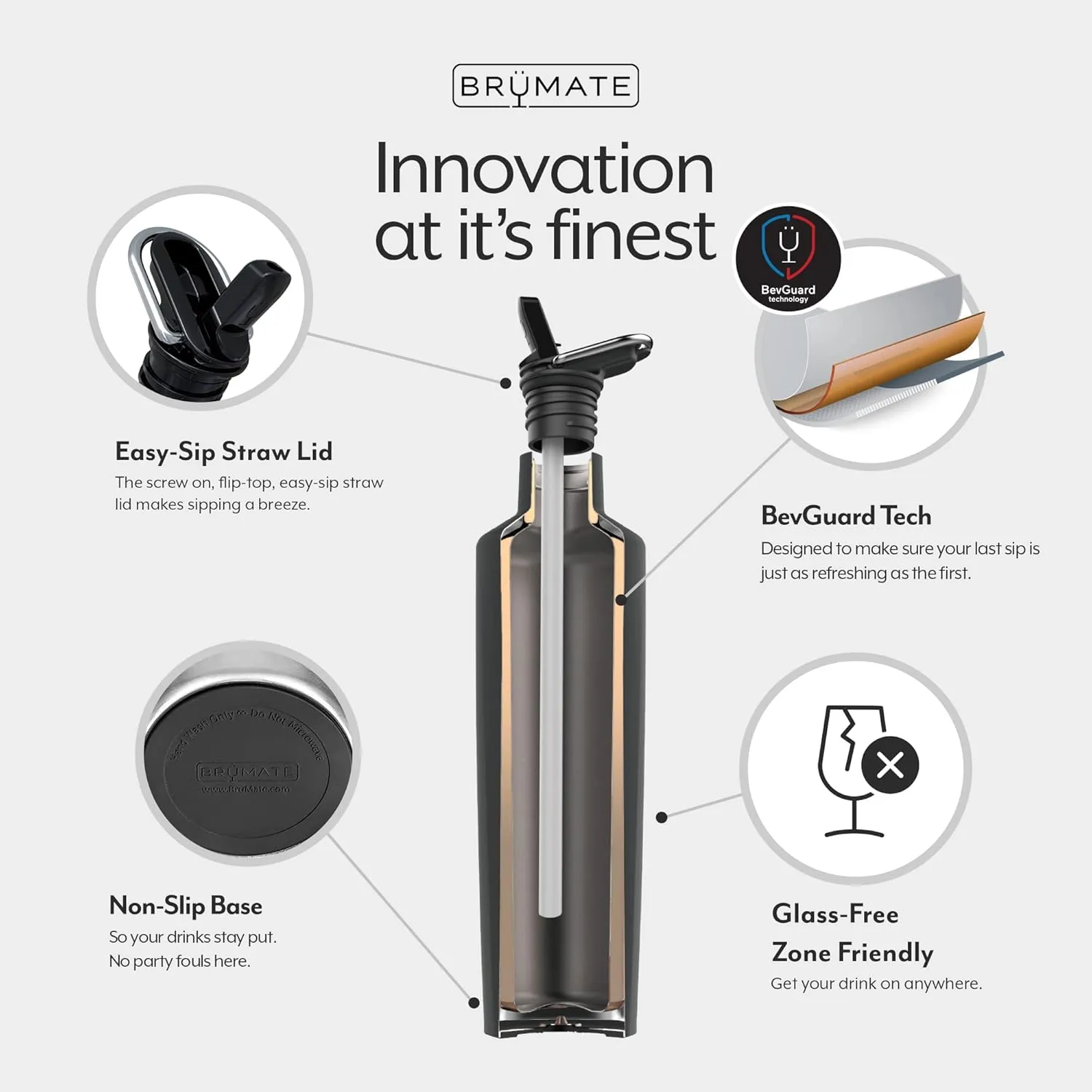 BrüMate ReHydration Mini Kids Water Bottle | 100% Leakproof Insulated Water Bottle for Kids with Straw | Stainless Steel Water Canteen | Perfect Kids Water Bottle for School | 16oz (Matte Black)