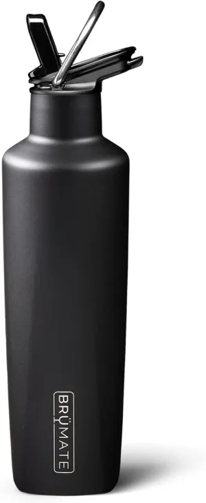 BrüMate ReHydration Mini Kids Water Bottle | 100% Leakproof Insulated Water Bottle for Kids with Straw | Stainless Steel Water Canteen | Perfect Kids Water Bottle for School | 16oz (Matte Black)