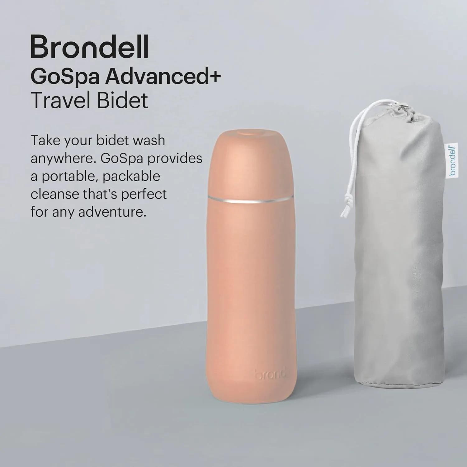 Brondell GoSpa Advanced Portable Bidet for Travel–Pop-Up Nozzle System –High-QualityCompact Bidet with Discreet Travel Bag for Convenient Storage–500mL, Pink