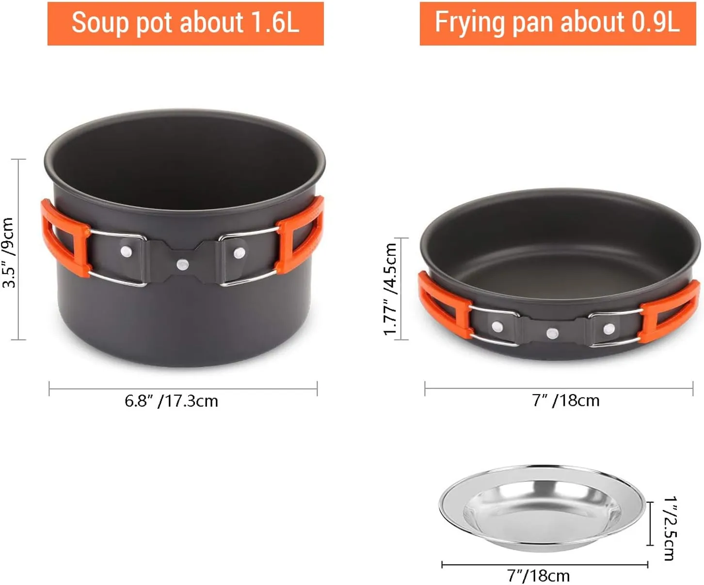 Buachois Camping Cookware Mess Kit, Portable 2-3 Person Camping Pots and Pans Set Kettle Pot Set Self Driving Camping Equipment for Hiking Cooking Gear Outdoor Cooking Picnic