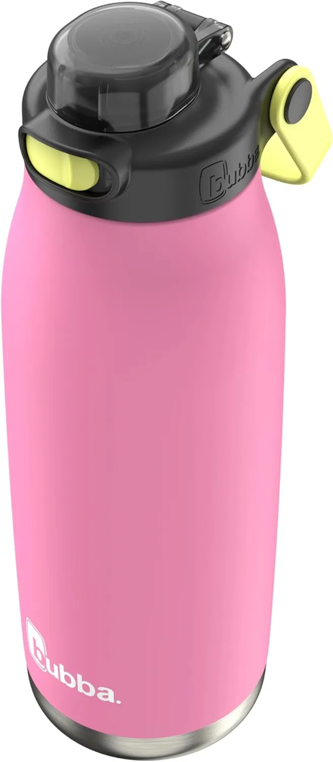Bubba Radiant Stainless Steel Water Bottle with Push-Button Chug Lid 32oz, Azalea