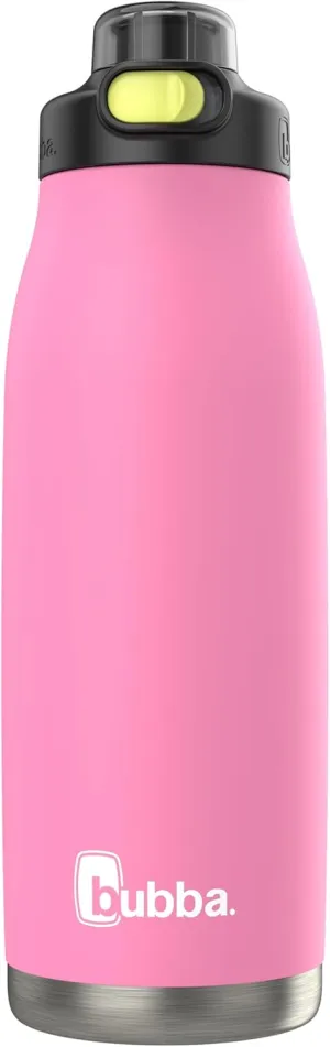 Bubba Radiant Stainless Steel Water Bottle with Push-Button Chug Lid 32oz, Azalea